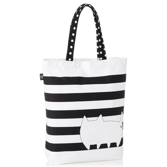 Back view of Shiro Cat Tote Bag with tail and logo print