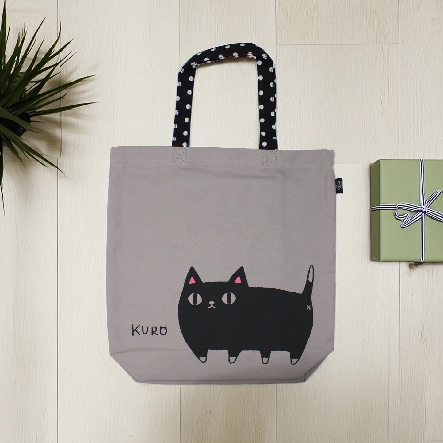 3 Cat Brothers Canvas Tote Bag – Nyan-ya Series, Black Cat Print, Inner Pocket, Cute Gift for Cat Lovers