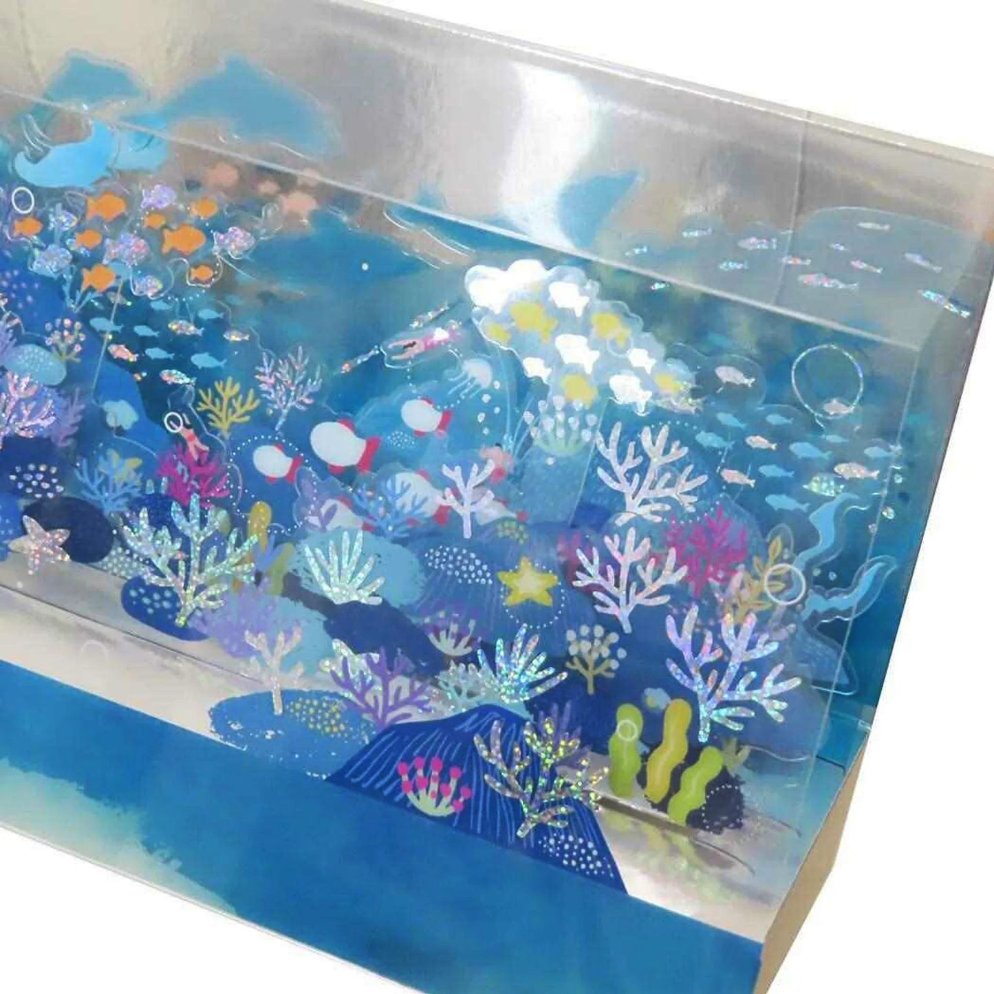3D Cubic Ocean Pop-Up Card with fish, waves, and holographic foil – Summer card design