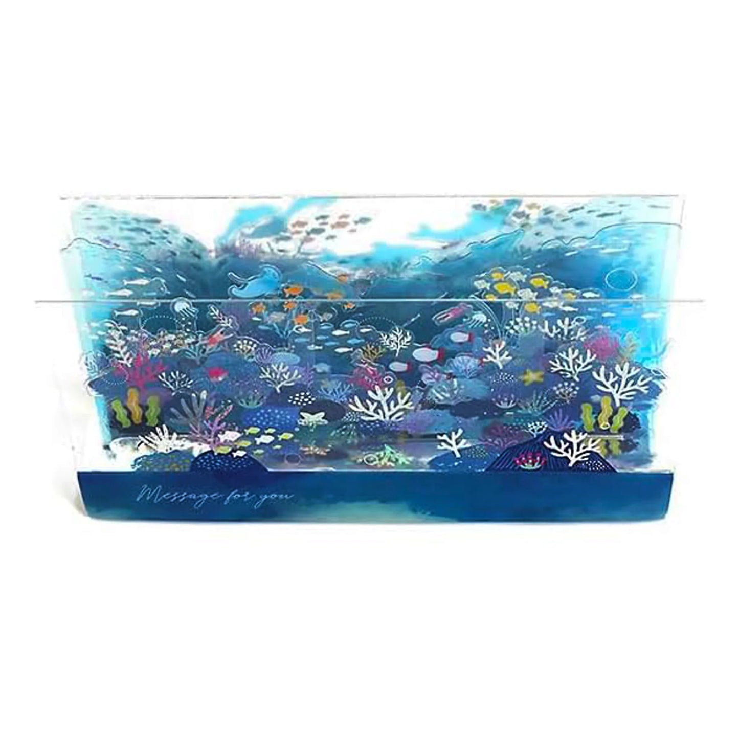 3D Cubic Ocean Pop-Up Card with fish, waves, and holographic foil – Summer card design
