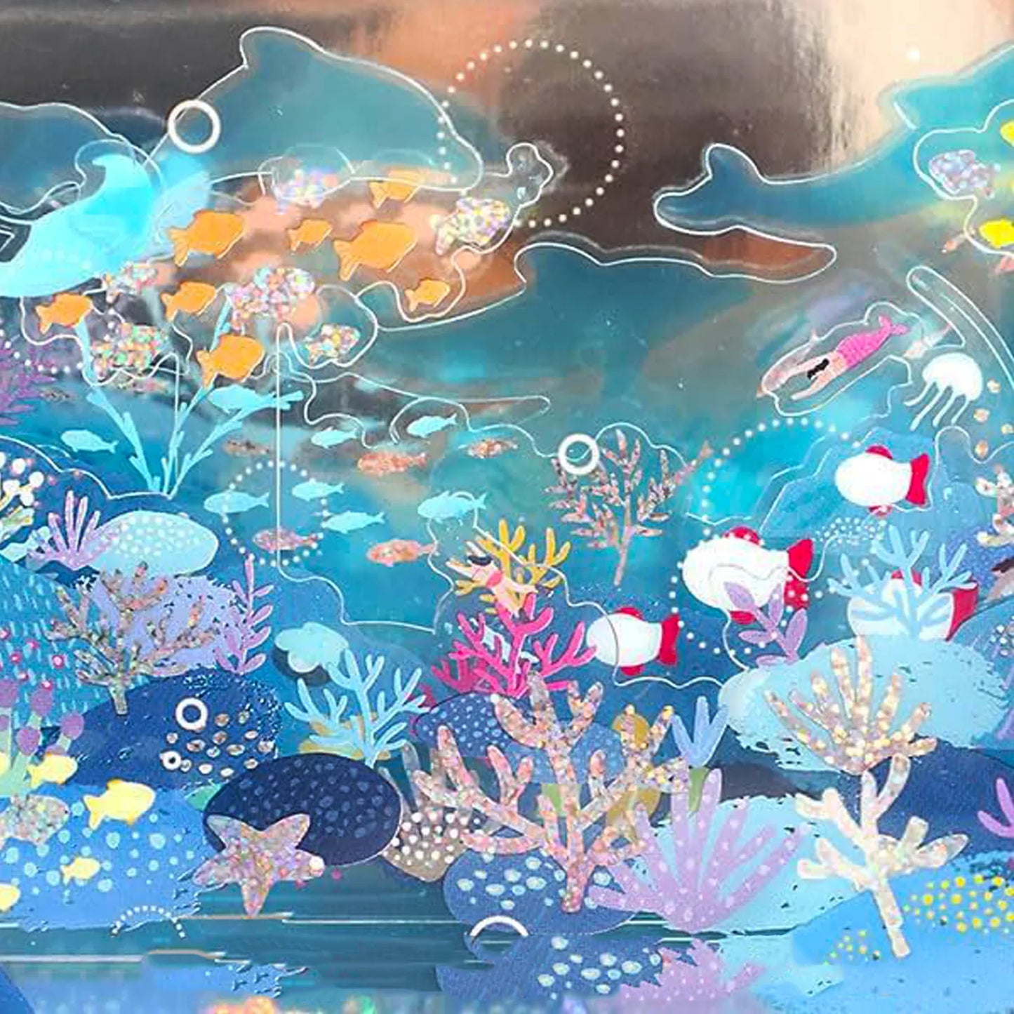 3D Cubic Ocean Pop-Up Card with fish, waves, and holographic foil – Summer card design