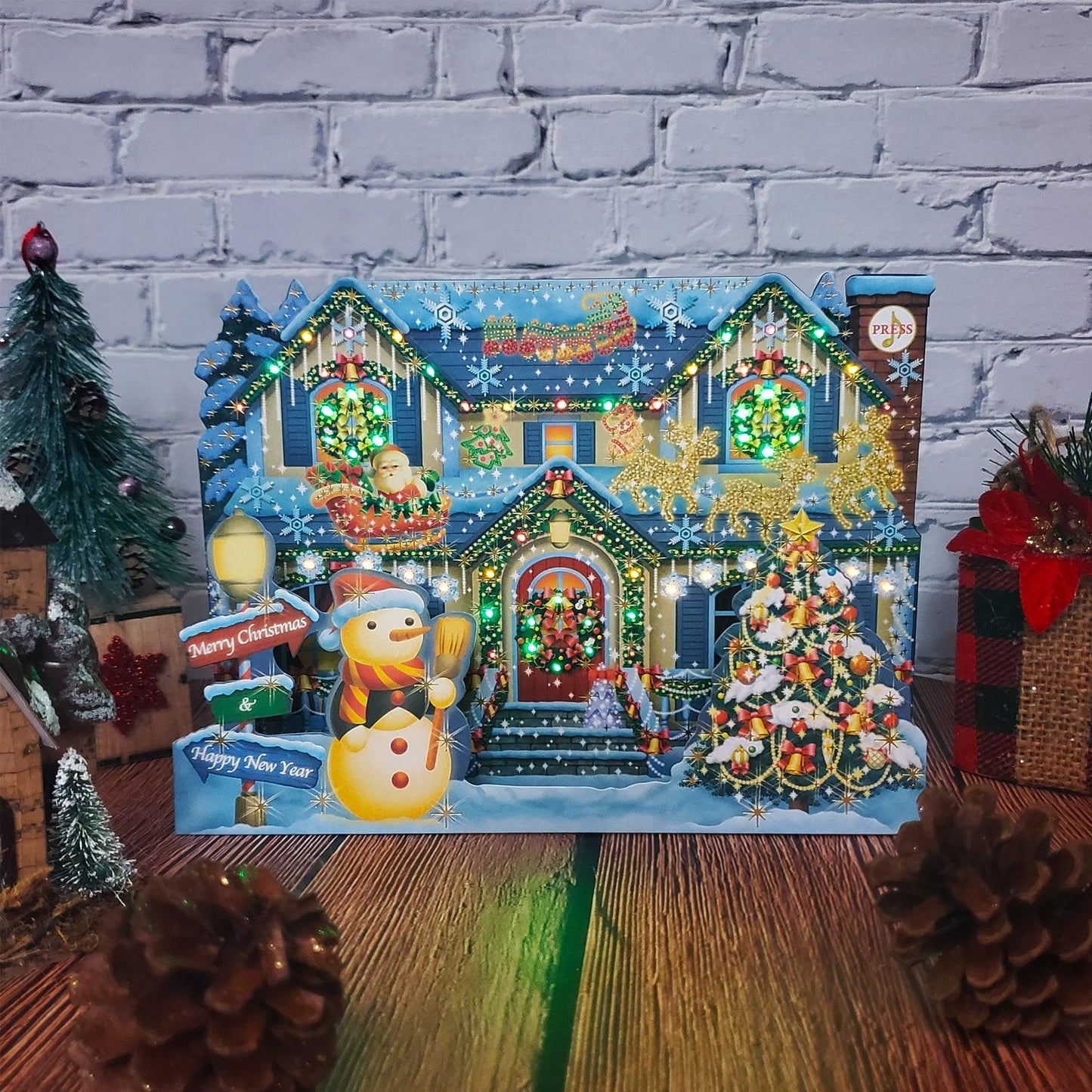 3D Christmas Home Pop-Up Card with 6 Music & Lights – Premium Holiday Card with Replaceable Battery - Miss Girlie Girl