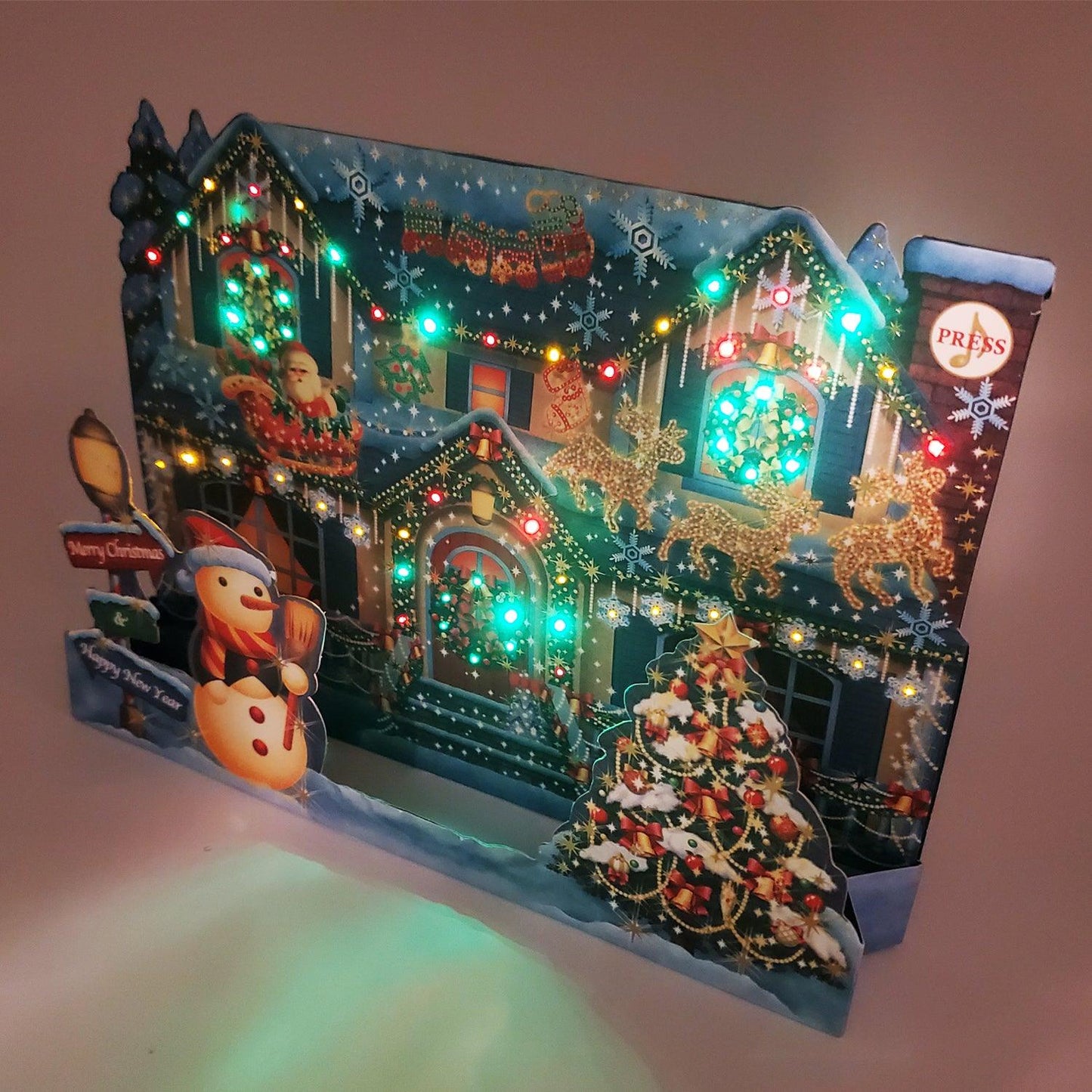 3D Christmas Home Pop-Up Card with 6 Music & Lights – Premium Holiday Card with Replaceable Battery - Miss Girlie Girl