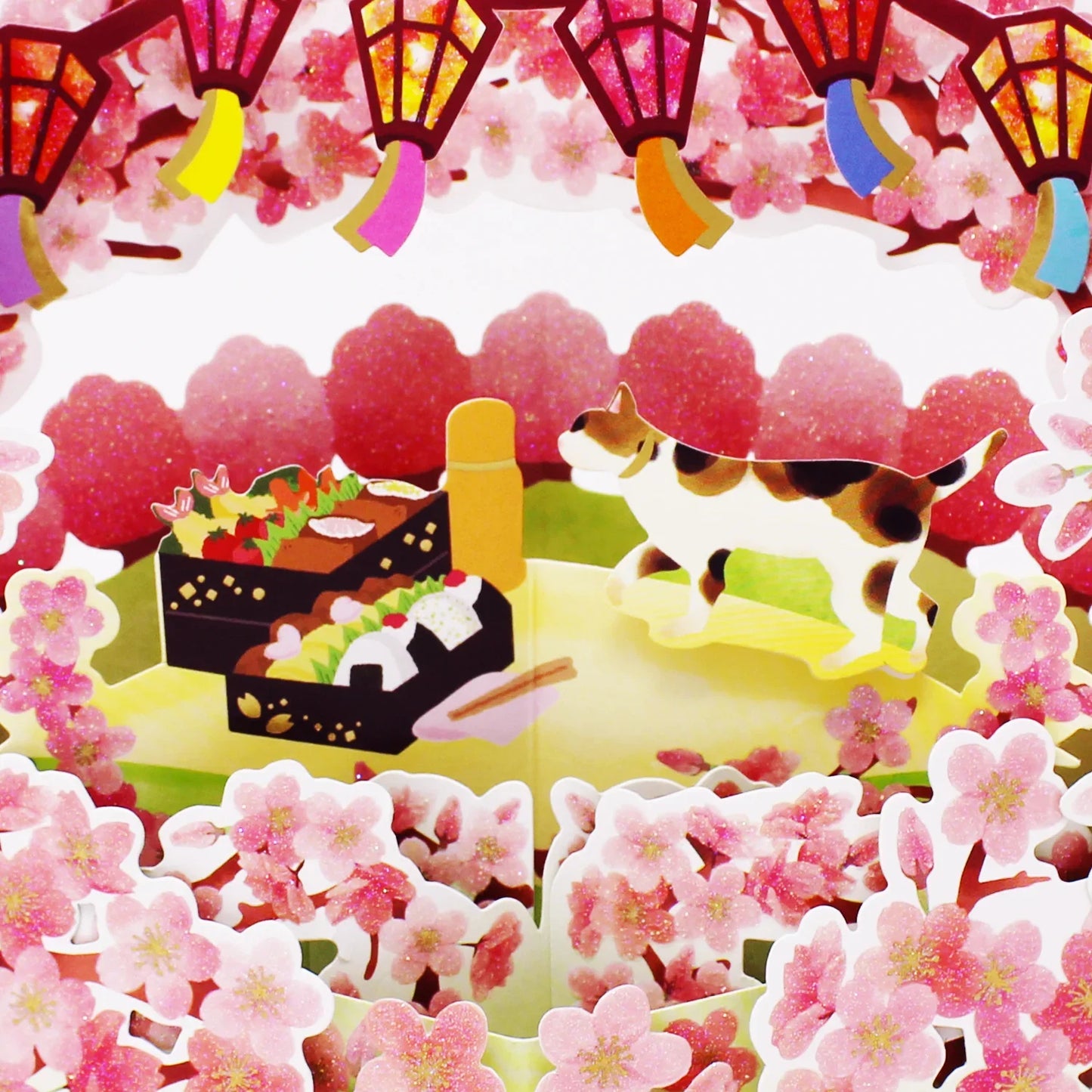 🌸Cherry Blossom 3D Pop-Up Card – Cat Picnic Under Sakura Trees - Miss Girlie Girl