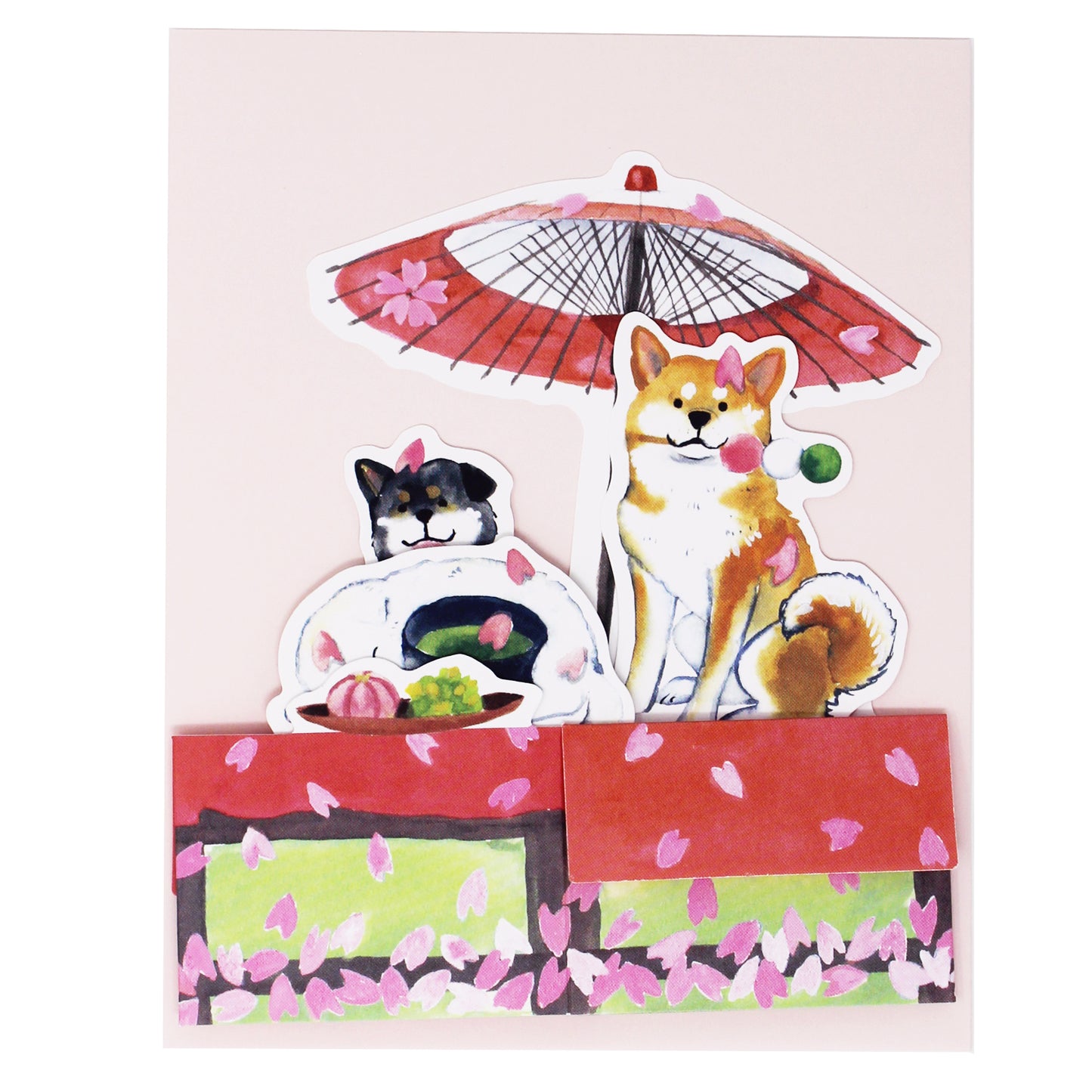 Japanese Tea House 3D Box Pop-Up Card – Shiba Inu Dogs, Mochi, Matcha Tea, Cherry Blossoms – Made in Japan, Mini Greeting Card - Miss Girlie Girl