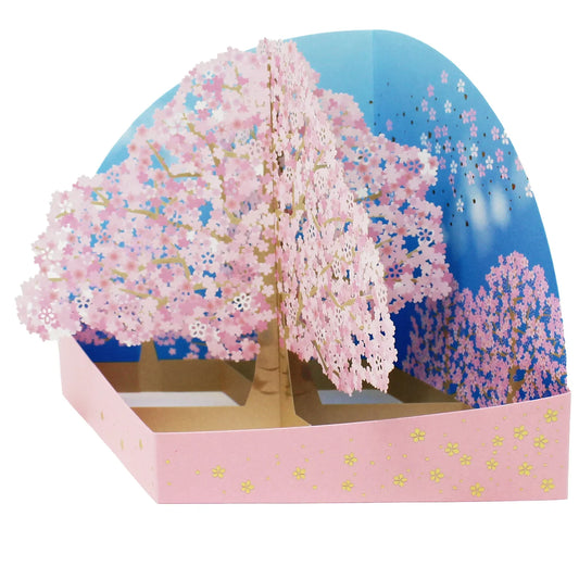 Cherry Blossom 3D Pop-Up Card – Elegant Sakura Tree with Gold Foil & Washi Paper - Miss Girlie Girl