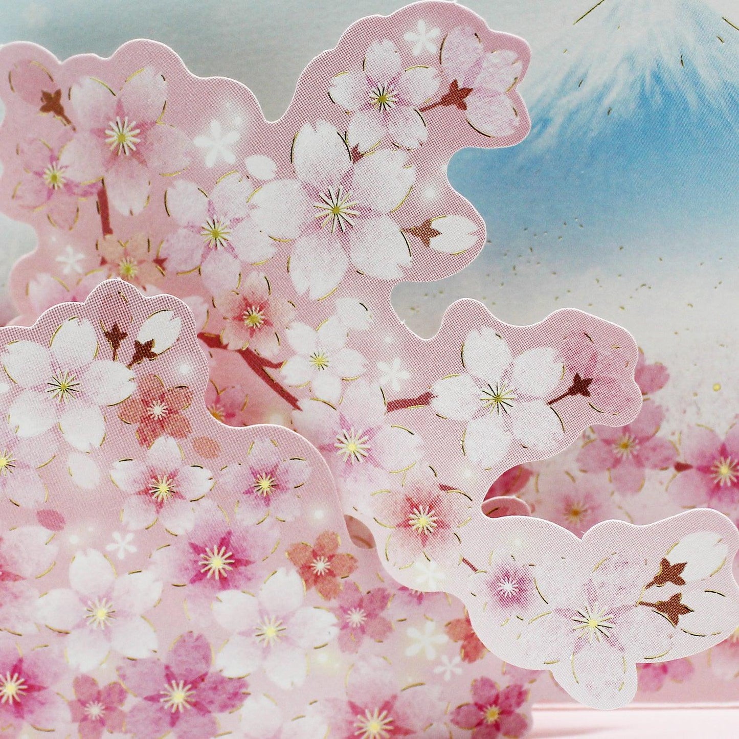 Sakura Pop-Up Card – Gold Foil Cherry Blossom & Mount Fuji | Japanese Greeting Card - Miss Girlie Girl
