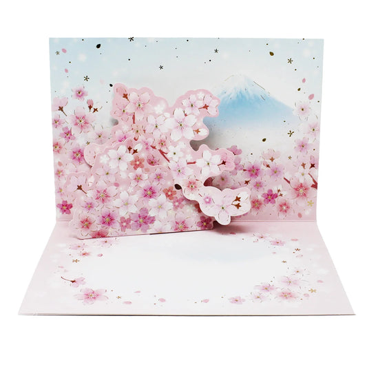 Sakura Pop-Up Card – Gold Foil Cherry Blossom & Mount Fuji | Japanese Greeting Card - Miss Girlie Girl