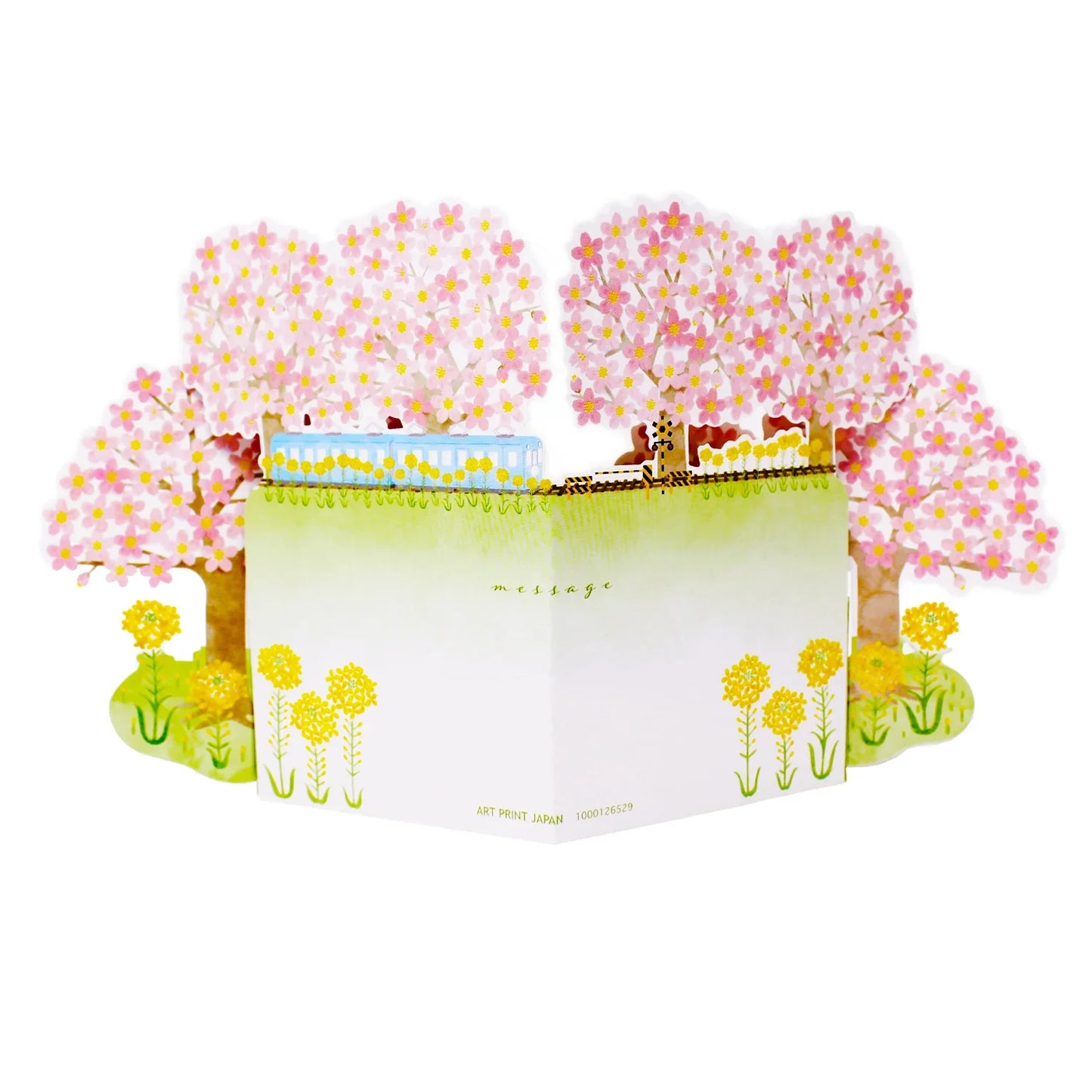Cherry Blossom Street View 3D Pop-Up Card – Springtime Scene with Gold Foil - Miss Girlie Girl