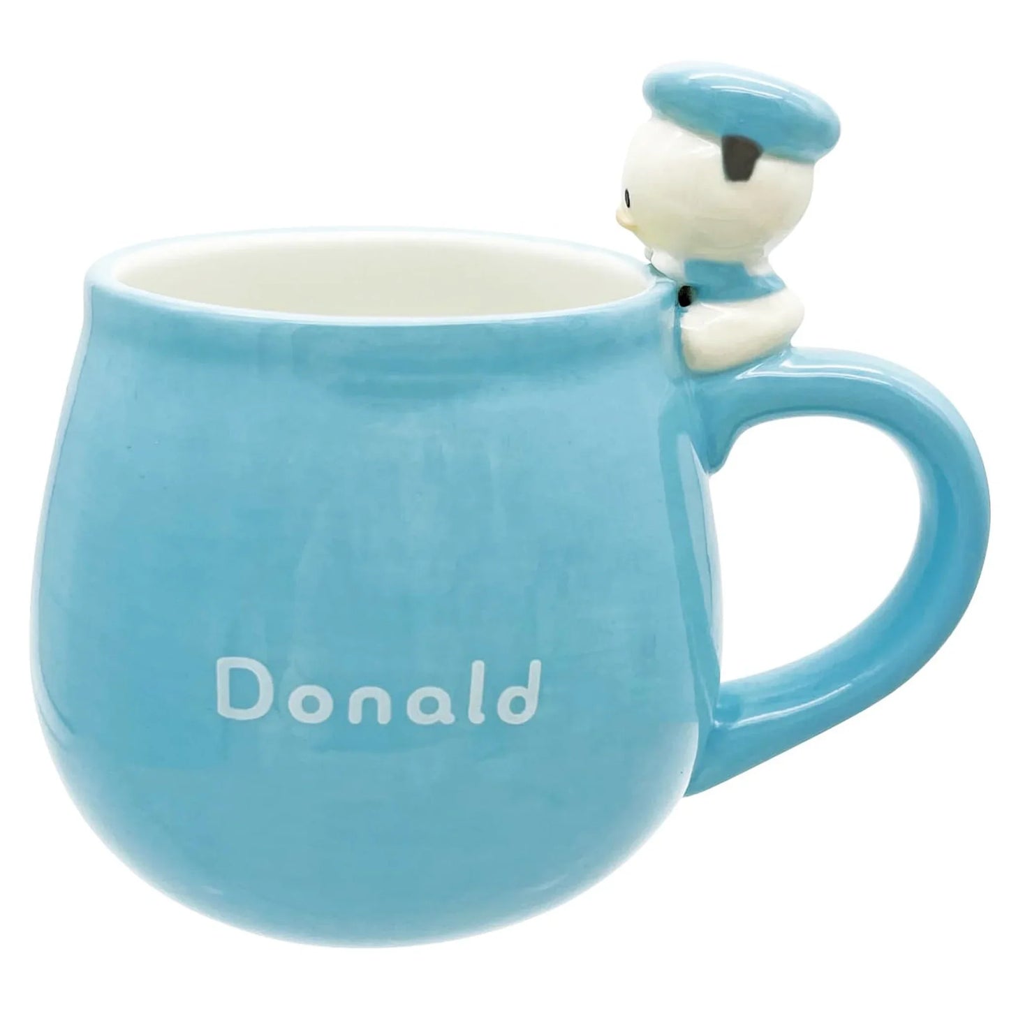 Blue mug with a Disney Donald Duck character on a white background