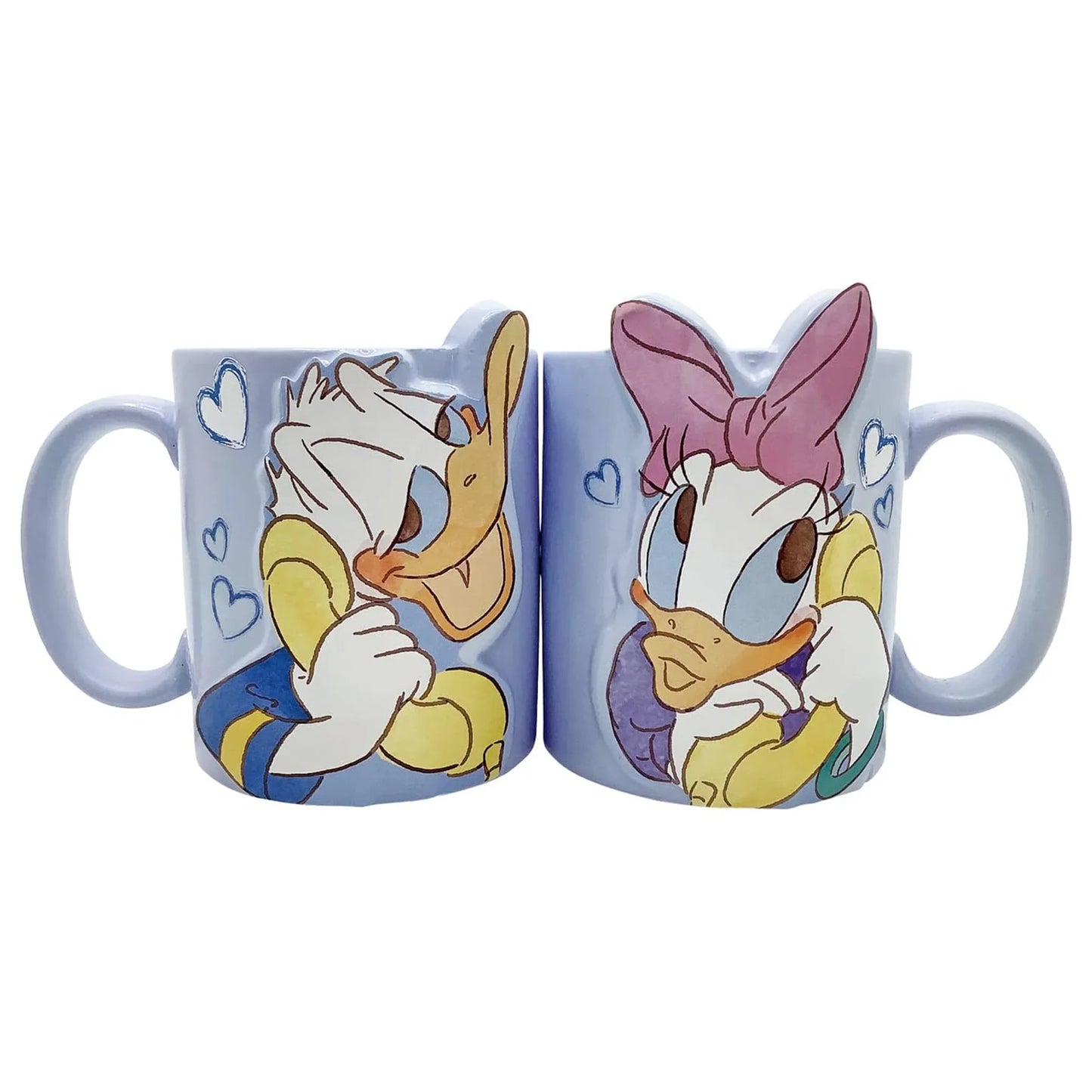 Disney Donald & Dizzy Duck porcelain mug set – collectible pair with gift box.