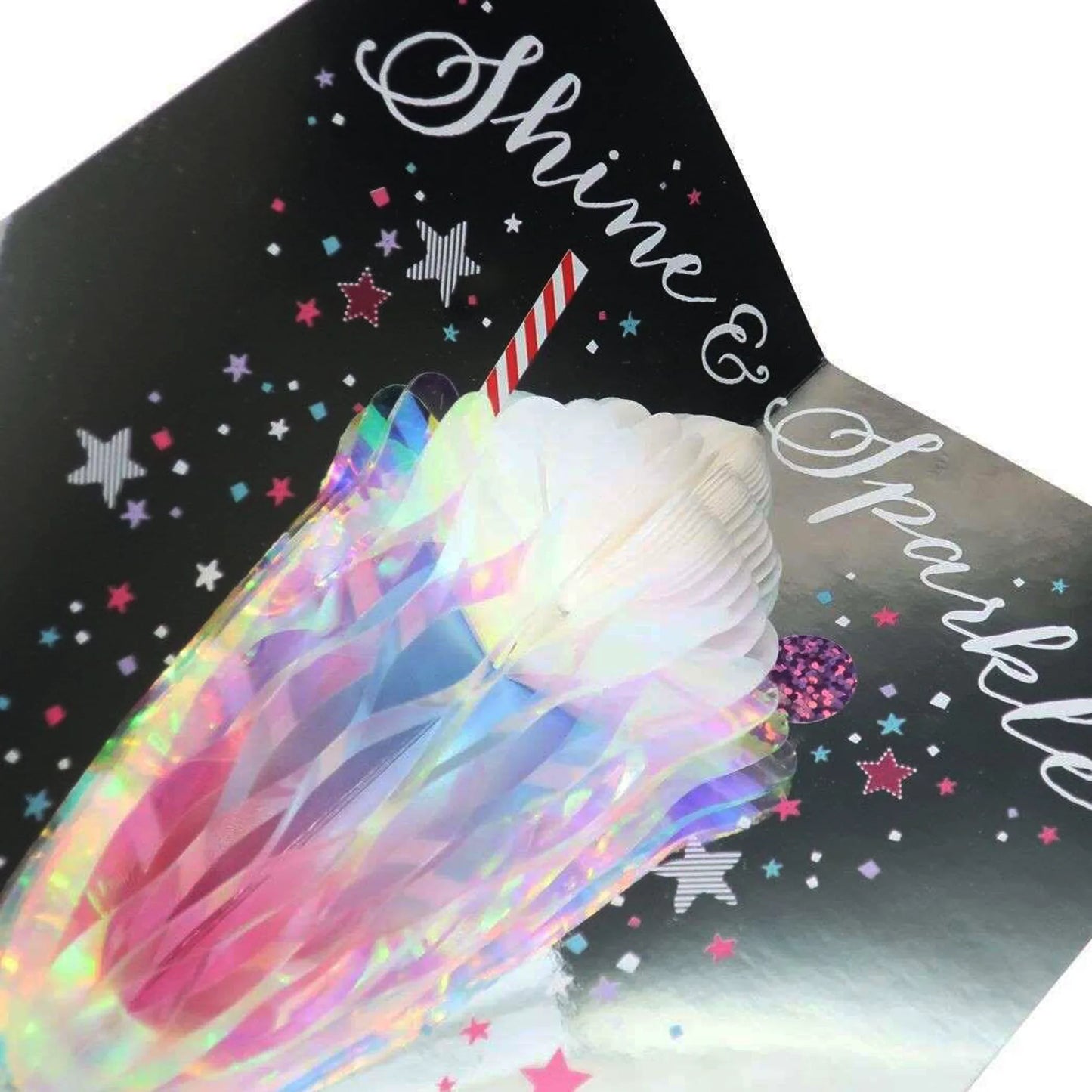 Ice Cream Float Pop-Up Card – Retro holographic soda glass with cherry and straw – Made in Japan