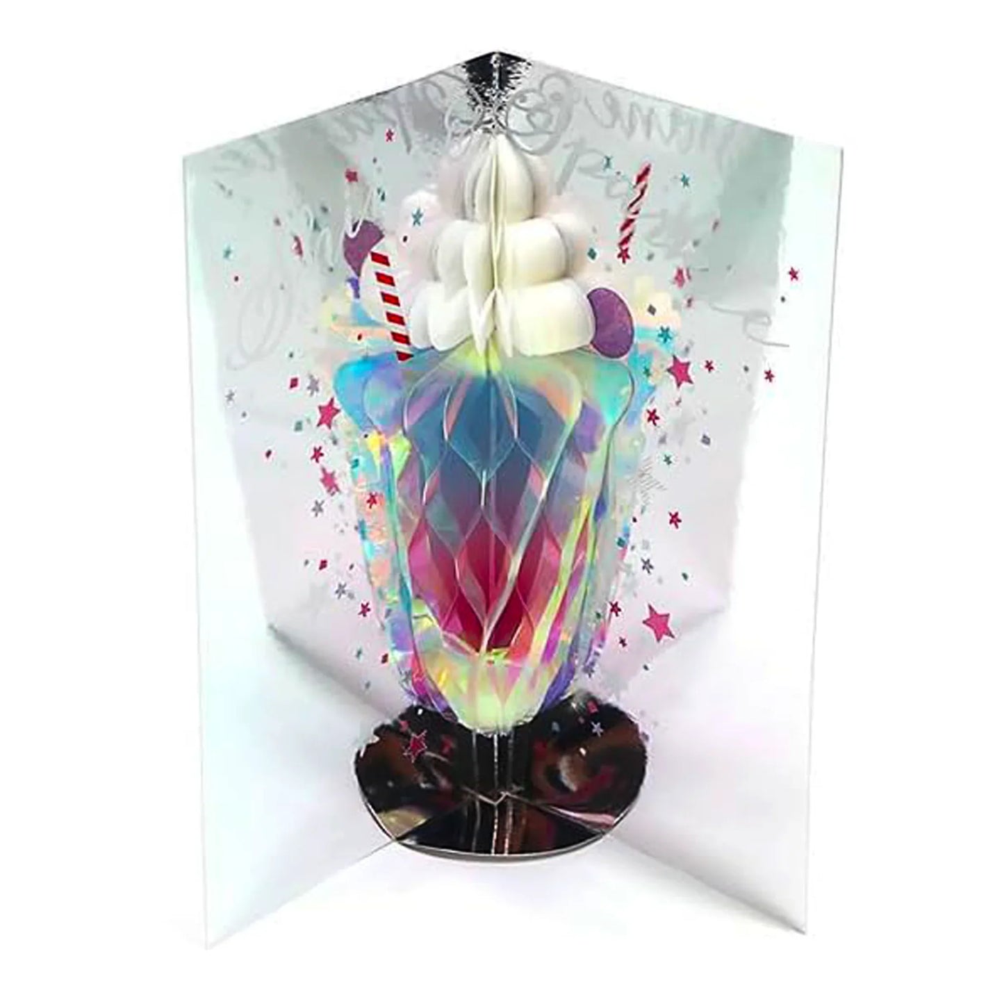 3D Honeycomb Ice Cream Float Greeting Card with cherry on top – Sparkling Japanese summer card