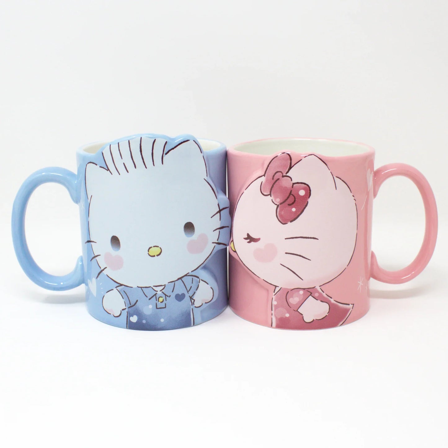 Matching Hello Kitty and Dear Daniel porcelain mugs with soft pastel artwork – ideal couple’s gift set