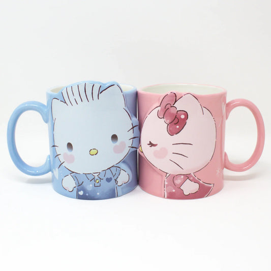 Matching Hello Kitty and Dear Daniel porcelain mugs with soft pastel artwork – ideal couple’s gift set