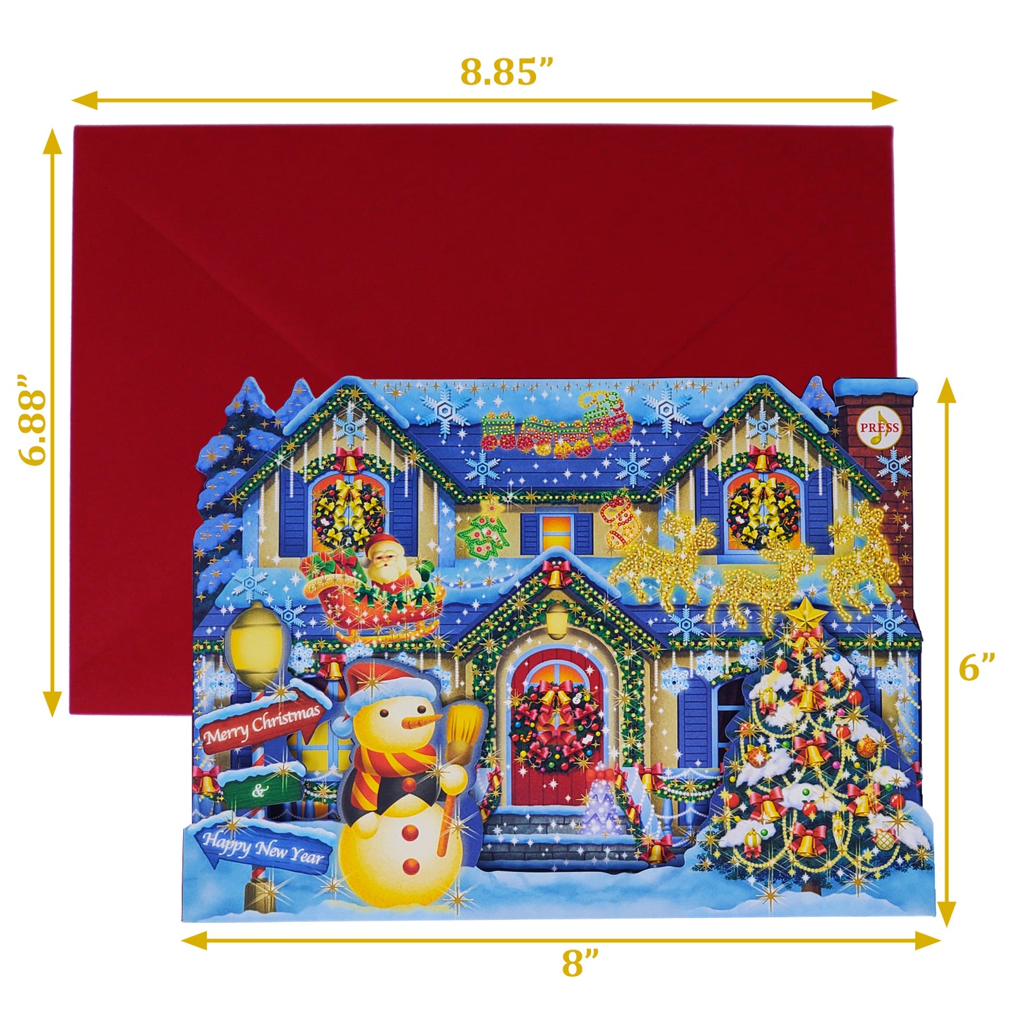 3D Christmas Home Pop-Up Card with 6 Music & Lights – Premium Holiday Card with Replaceable Battery - Miss Girlie Girl