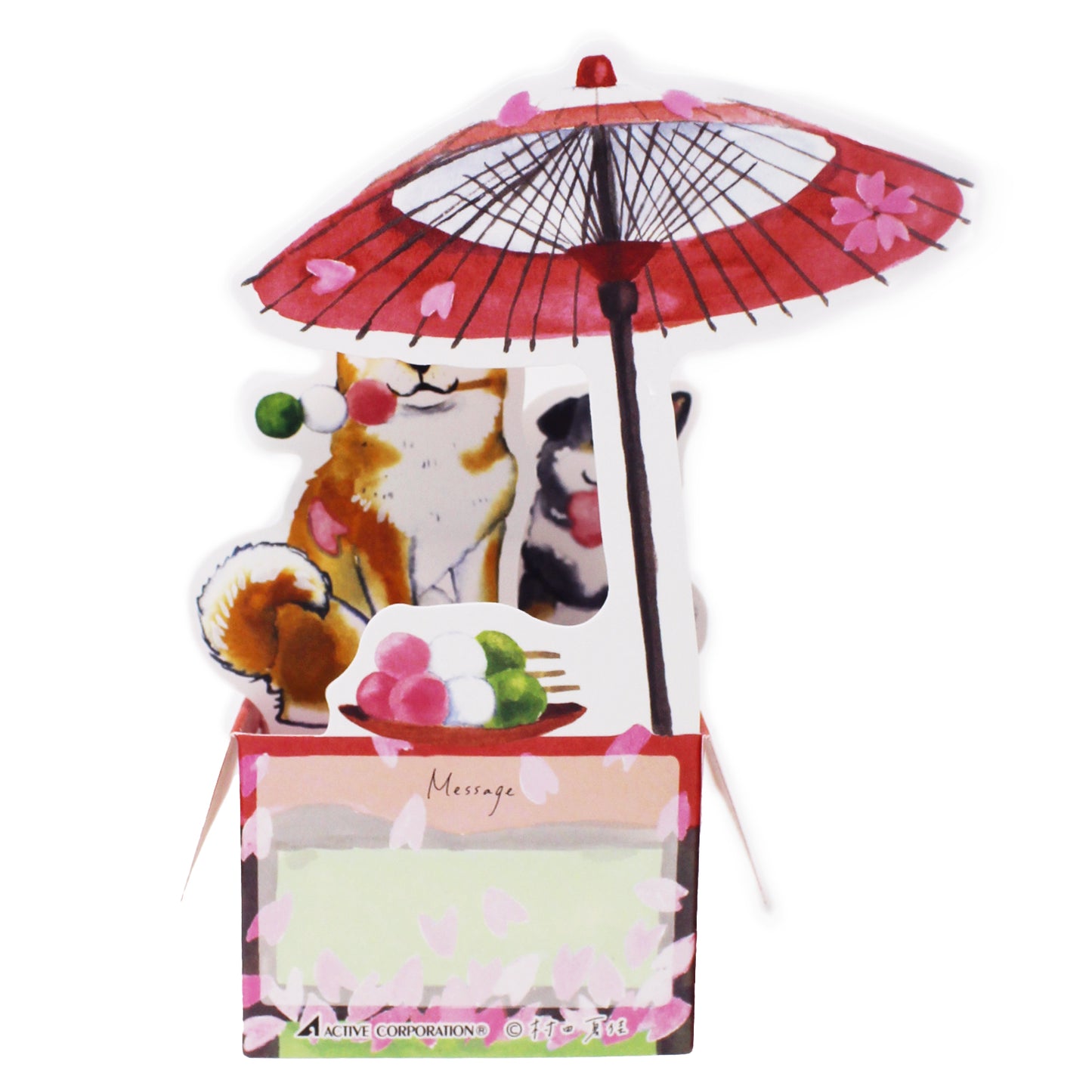 Japanese Tea House 3D Box Pop-Up Card – Shiba Inu Dogs, Mochi, Matcha Tea, Cherry Blossoms – Made in Japan, Mini Greeting Card - Miss Girlie Girl