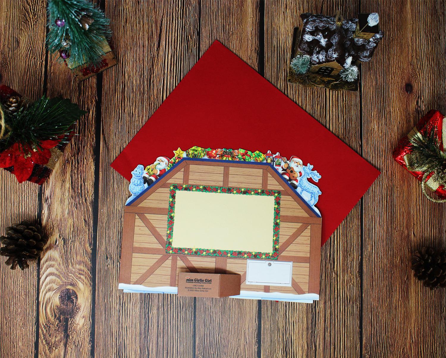 Christmas Gift Shop Pop-Up Card with 6 Melodies, LED Lights & Replaceable Battery - Miss Girlie Girl