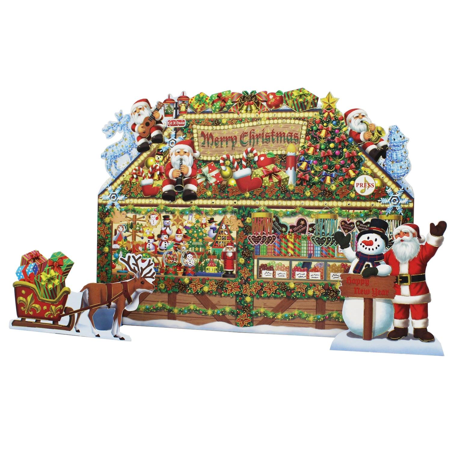 Christmas Gift Shop Pop-Up Card with 6 Melodies, LED Lights & Replaceable Battery - Miss Girlie Girl