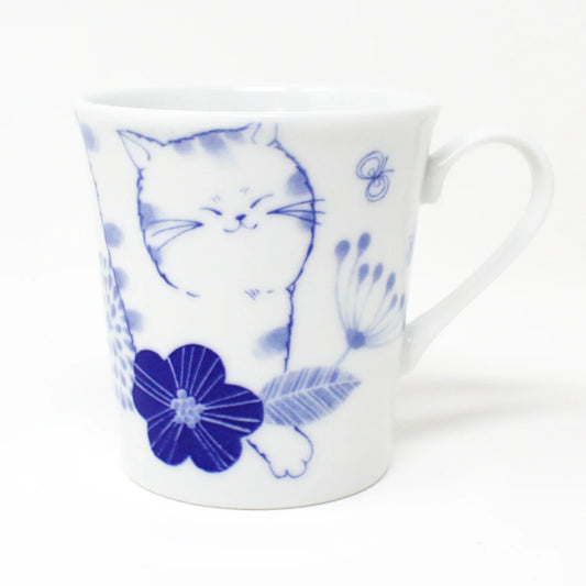 Japanese Nohohon Cat Porcelain Mug - Relaxed Cat Series - Mugi (Walking Cat) Made in Japan