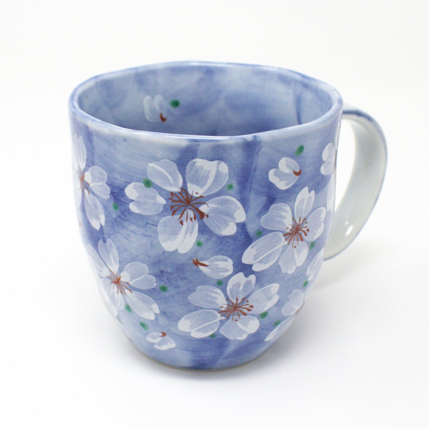 Cherry Blossom Mug – Mino Ware Japanese Ceramic Cup | Blue Sakura Floral Design - Yayoihana