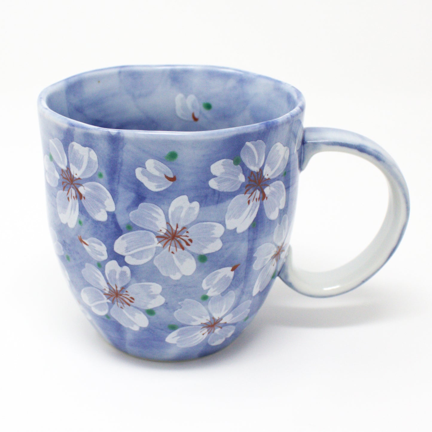 Cherry Blossom Mug – Mino Ware Japanese Ceramic Cup | Blue Sakura Floral Design - Yayoihana
