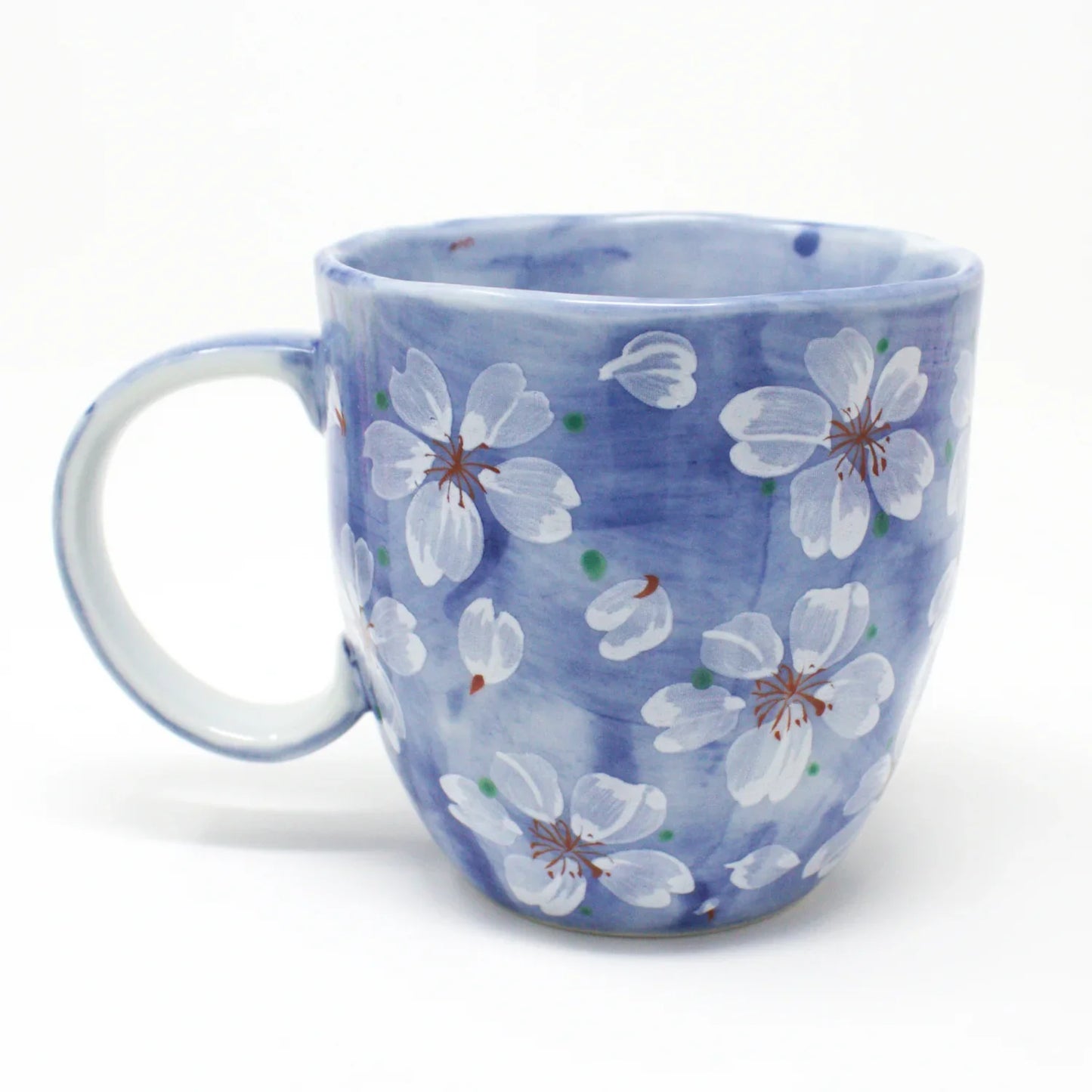 Cherry Blossom Mug - Mino Ware Japanese Ceramic Cup | Blue Sakura Floral Design - Yayoihana