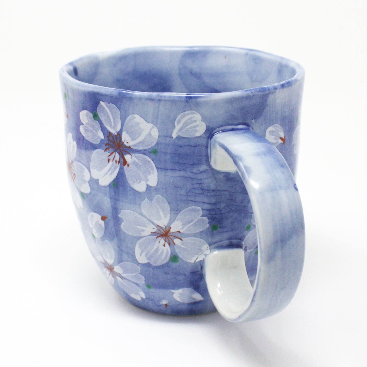 Cherry Blossom Mug – Mino Ware Japanese Ceramic Cup | Blue Sakura Floral Design - Yayoihana