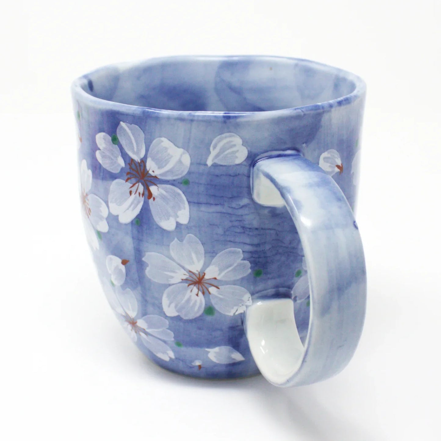 Cherry Blossom Mug - Mino Ware Japanese Ceramic Cup | Blue Sakura Floral Design - Yayoihana