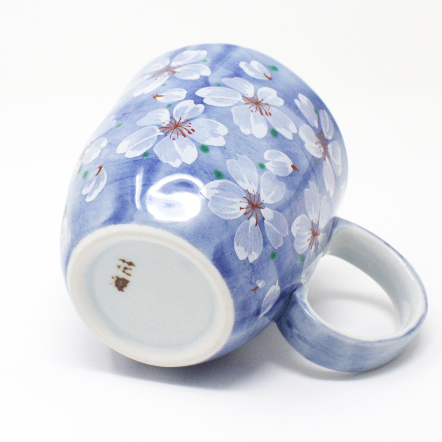 Cherry Blossom Mug – Mino Ware Japanese Ceramic Cup | Blue Sakura Floral Design - Yayoihana