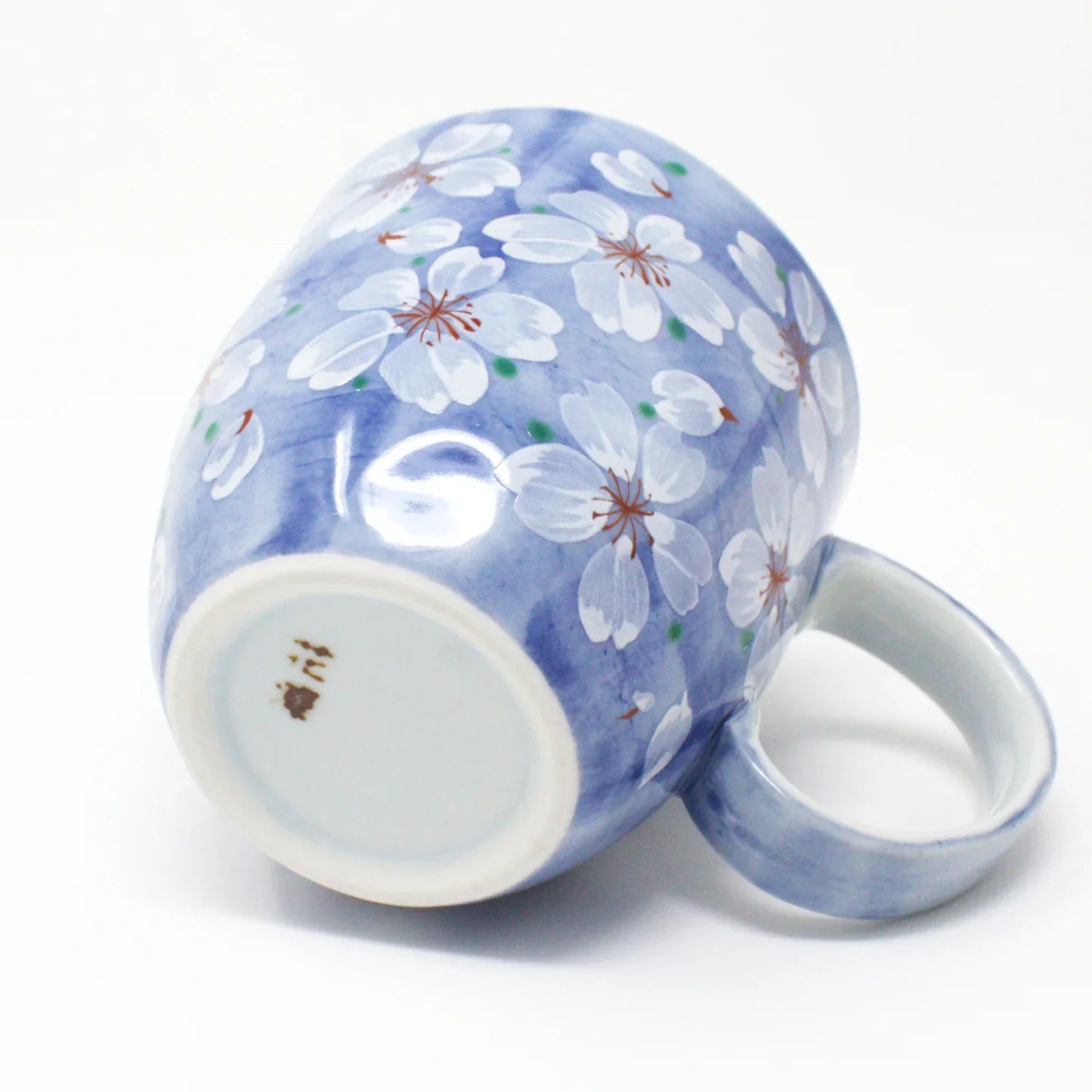 Cherry Blossom Mug - Mino Ware Japanese Ceramic Cup | Blue Sakura Floral Design - Yayoihana