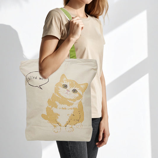 Munchkin Cat Tall Vertical Canvas Tote Bag – Zip-Top + Inner Pocket by Julymoon