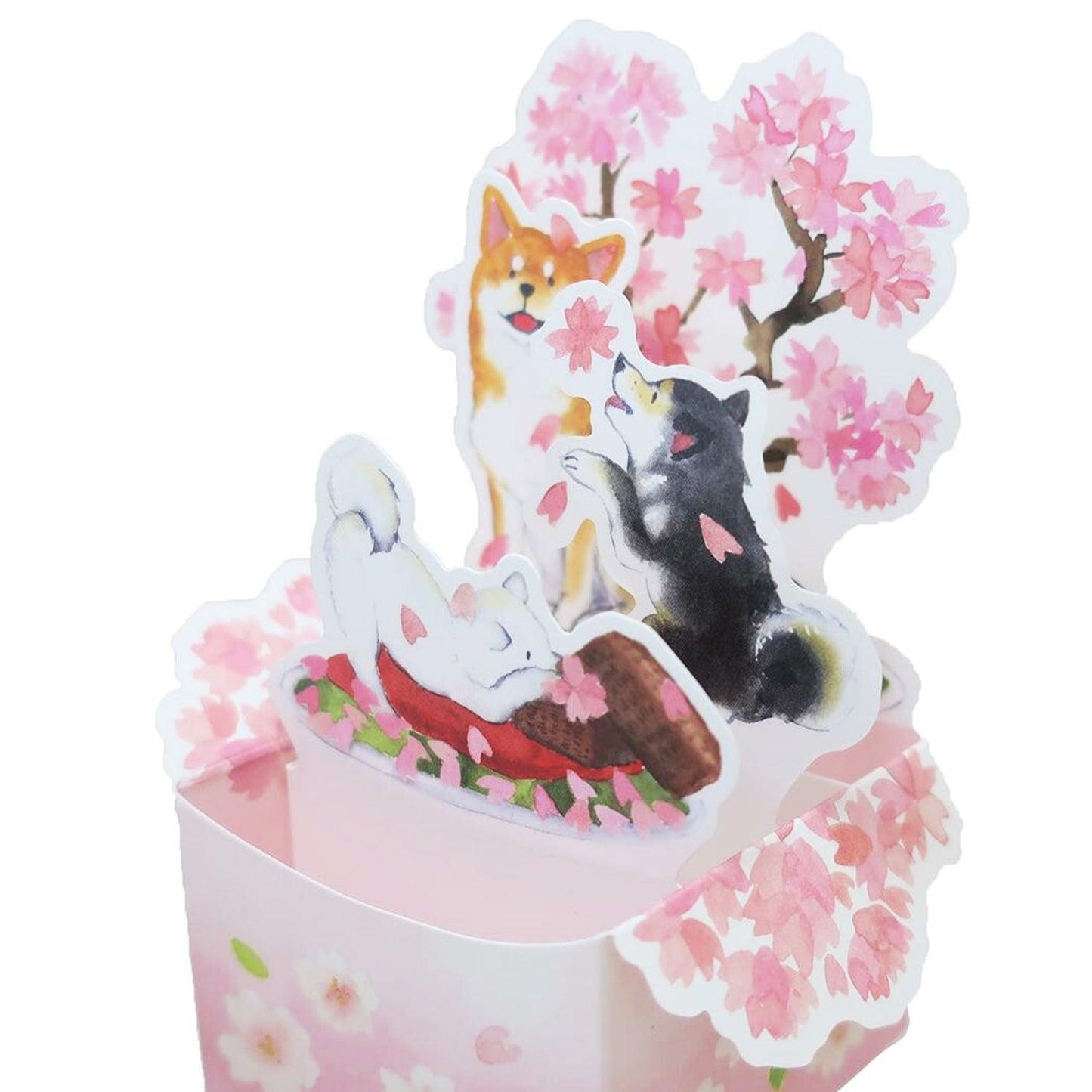 Shiba Inu & Cherry Blossoms 3D Box Pop-Up Card – Mini Sakura Card, Made in Japan - Miss Girlie Girl