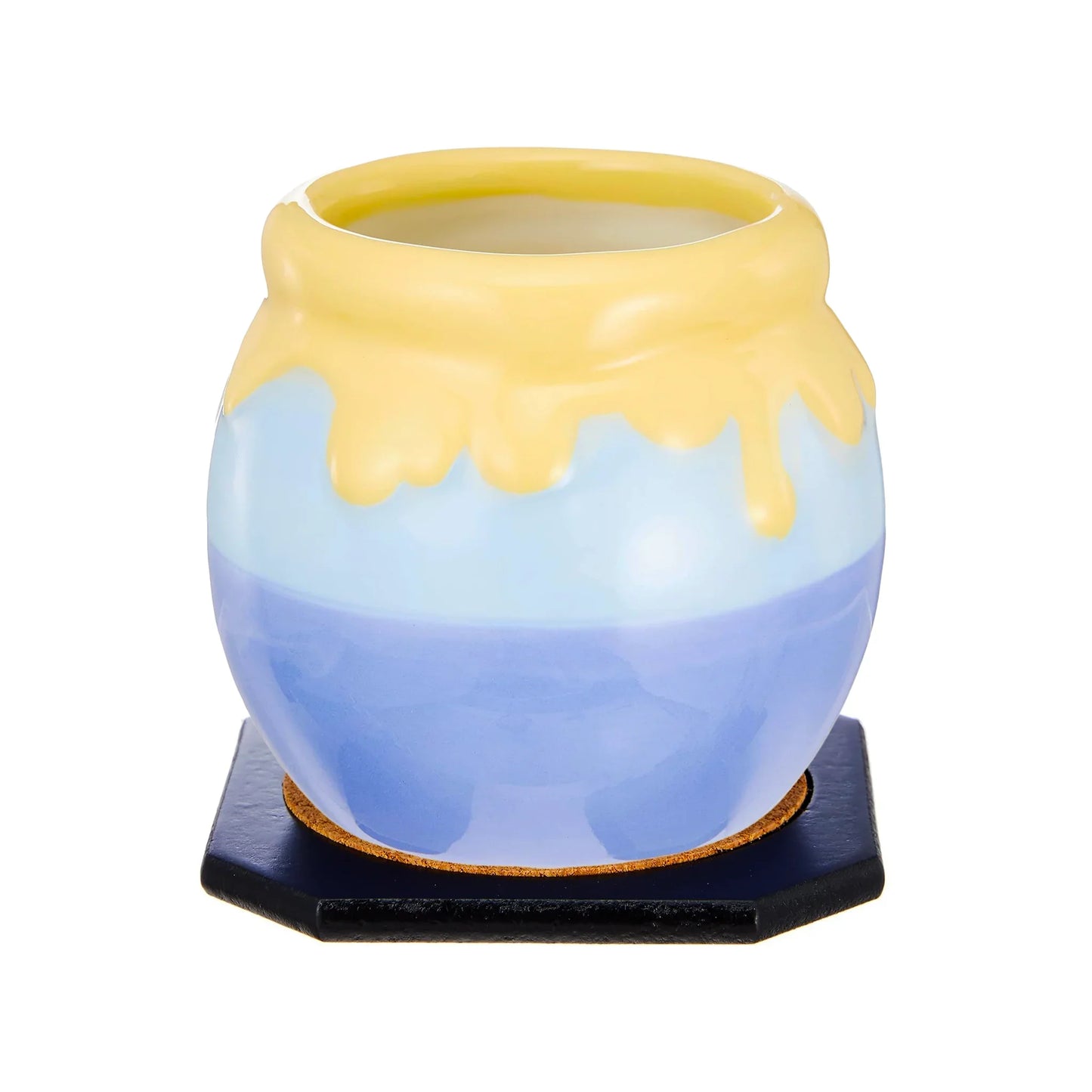 Ceramic mug with Disney Winnie the Pooh blue and yellow design on a white background