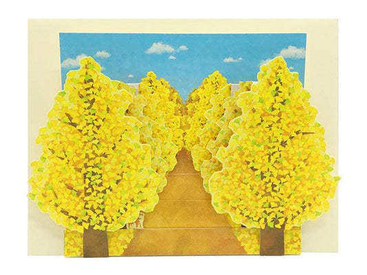 Laser Cut Golden Autumn Tree Blossoms Pop Up Greeting Card – Fall Maple, Dog Design - Miss Girlie Girl