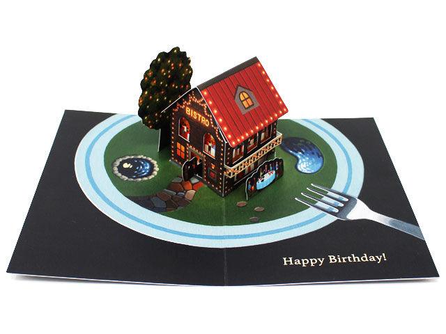Miniature World Bistro 3D Pop-Up Birthday Card – Unique Decorative Greeting - Miss Girlie Girl
