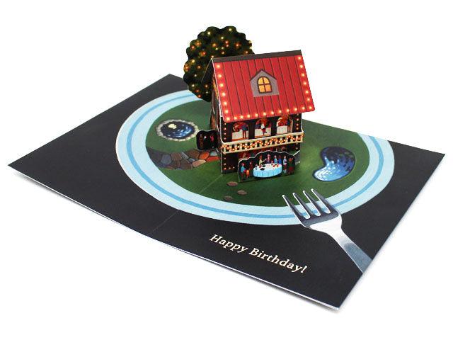 Miniature World Bistro 3D Pop-Up Birthday Card – Unique Decorative Greeting - Miss Girlie Girl