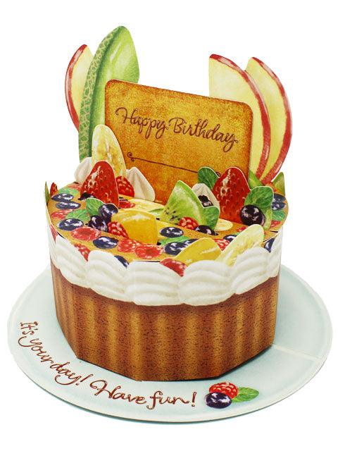 3D Fruit Birthday Cake Pop-Up Card – Decorative Birthday Greeting with Unique Design - Miss Girlie Girl