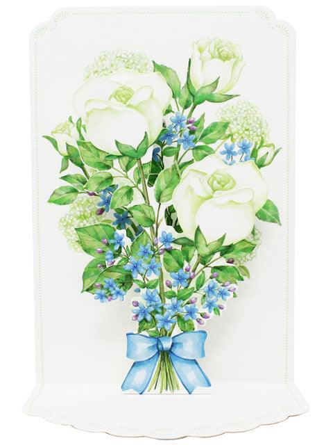 White Roses Bouquet For You Pop Up 3D Greeting Card - Miss Girlie Girl