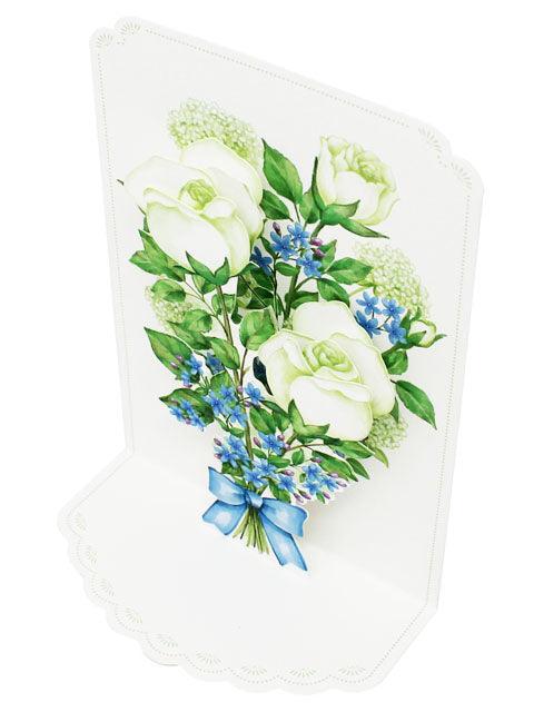 White Roses Bouquet For You Pop Up 3D Greeting Card - Miss Girlie Girl