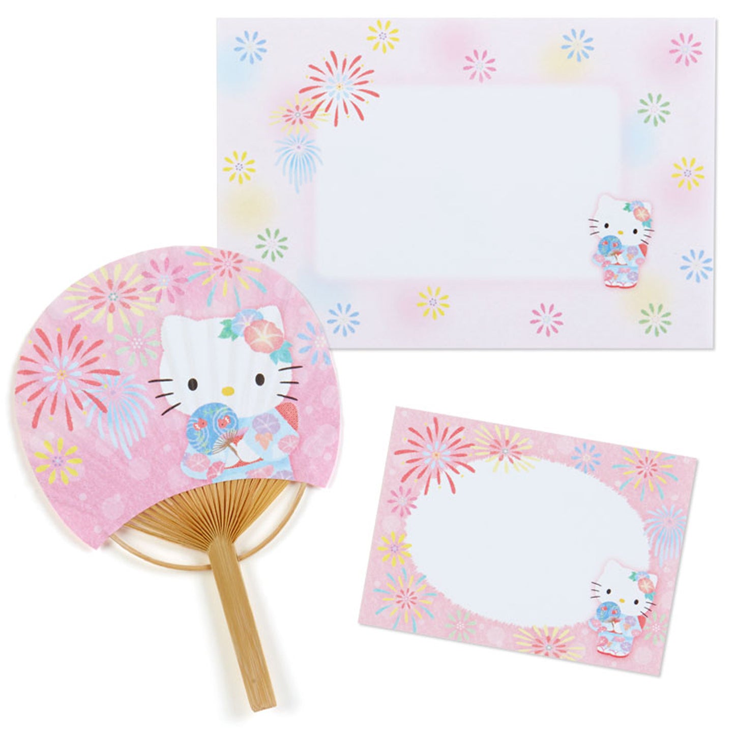 Hello Kitty Mini Bamboo Handle Flat Paper Fan - Miss Girlie Girl