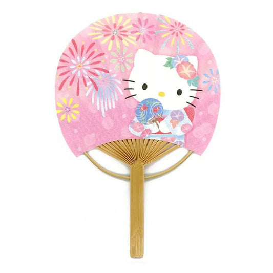 Hello Kitty Mini Bamboo Handle Flat Paper Fan - Miss Girlie Girl