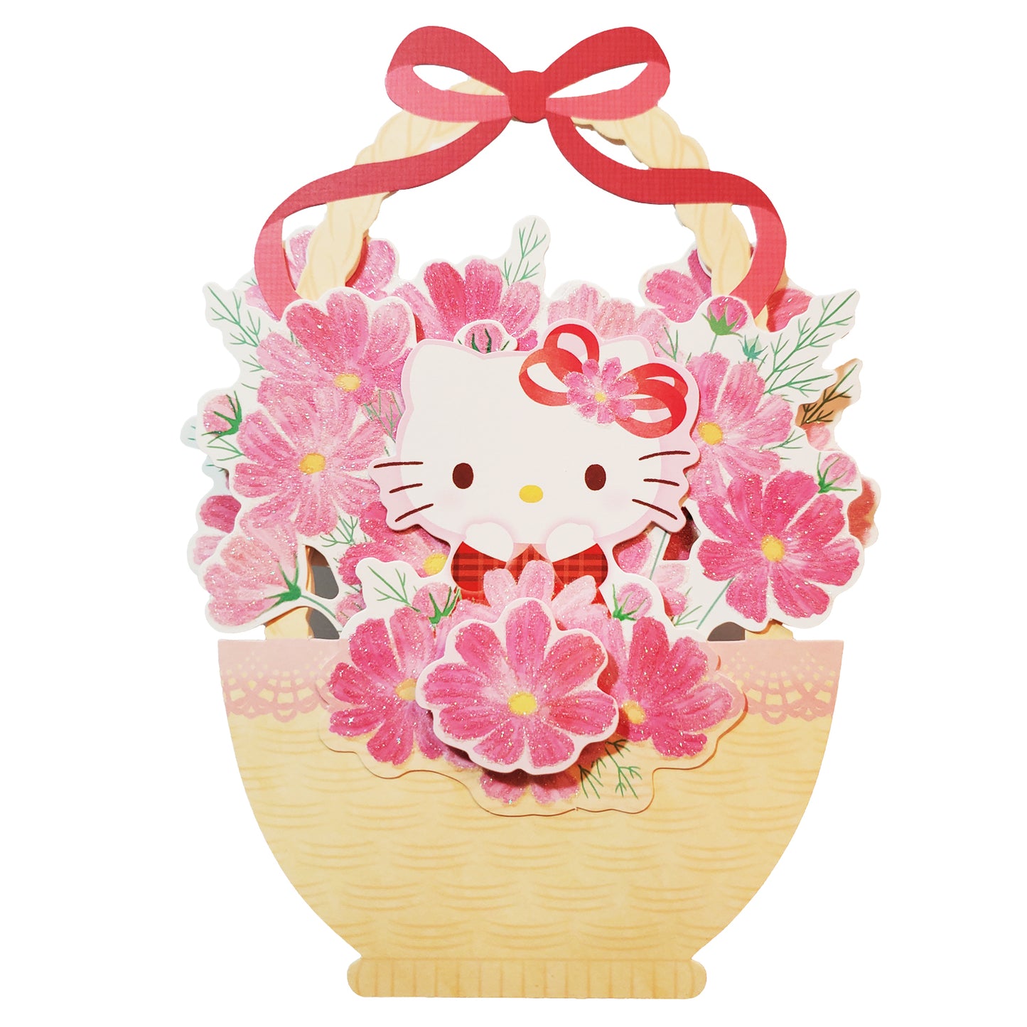 Hello Kitty Flower Basket Of Joy Pop Up Greeting Card - Miss Girlie Girl