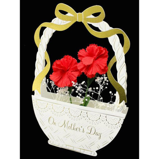 Carnations Basket 3D Pop-Up Mother’s Day Card – Elegant Floral Keepsake Gift - Miss Girlie Girl
