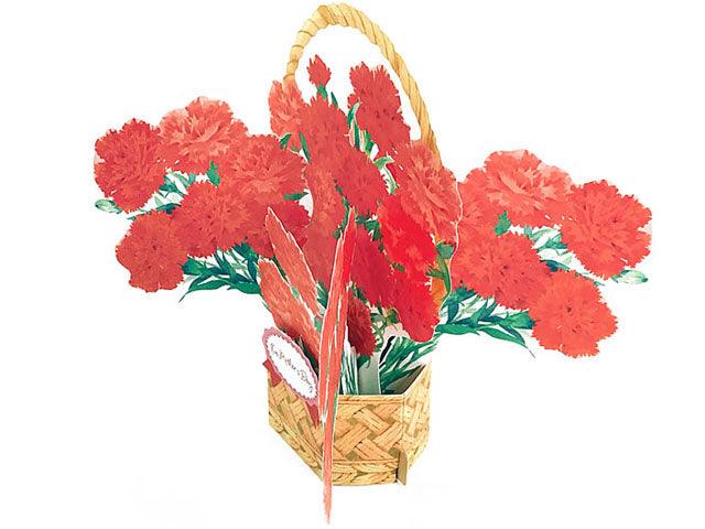 Mother's Day Carnations 3D Pop-Up Card – Basket Arrangement Supporting Breast Cance - Miss Girlie Girl