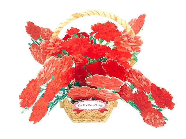 Mother's Day Carnations 3D Pop-Up Card – Basket Arrangement Supporting Breast Cance - Miss Girlie Girl