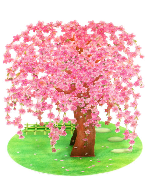 Sparkling Weeping Cherry Blossom Tree Pop Up Greeting Card - Miss Girlie Girl