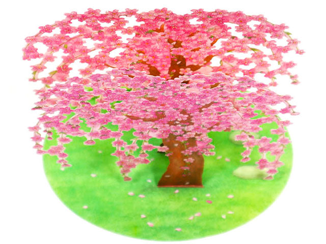 Sparkling Weeping Cherry Blossom Tree Pop Up Greeting Card - Miss Girlie Girl