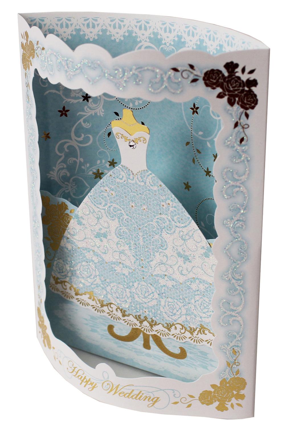 Sparkling Bridal Dress Wedding Pop Up Greeting Card - Miss Girlie Girl