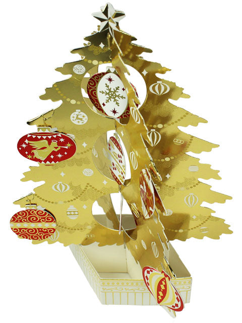 Golden Christmas Tree Pop Up Decorative Greeting Card - Miss Girlie Girl